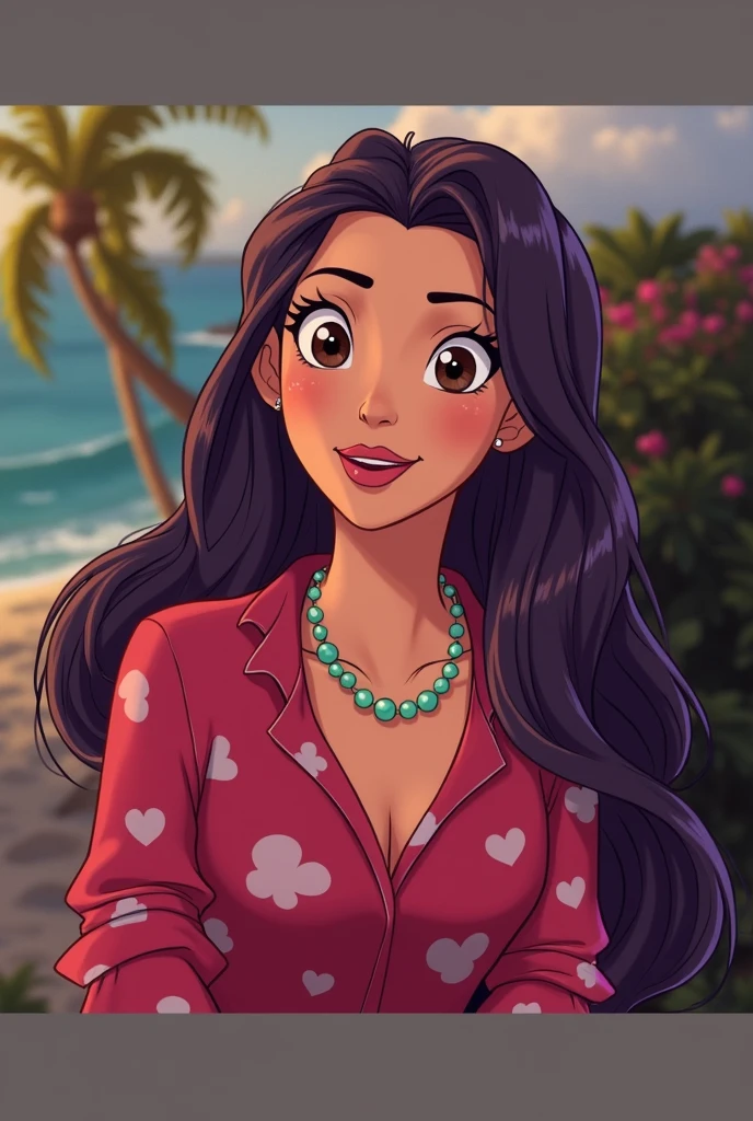 lilo and stitch, beach scene, cartoon, 1girl, cute, detailed face, beautiful detailed eyes, beautiful detailed lips, detailed hair, sand, ocean, waves, palm trees, tropical, colorful, vibrant colors, dynamic lighting, (best quality,4k,8k,highres,masterpiece:1.2),ultra-detailed,(realistic,photorealistic,photo-realistic:1.37),digital painting, concept art
