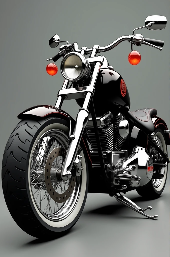 Chopper motorcycle with chrome rims