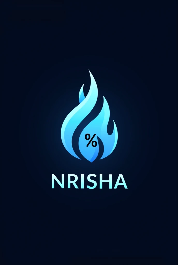 make me a logo for my firm name NRISHA  it should have light blue flame.. and font color should be black(capital bold fonts).. Try to make it animated.. also use '%' sign in it in a creative way