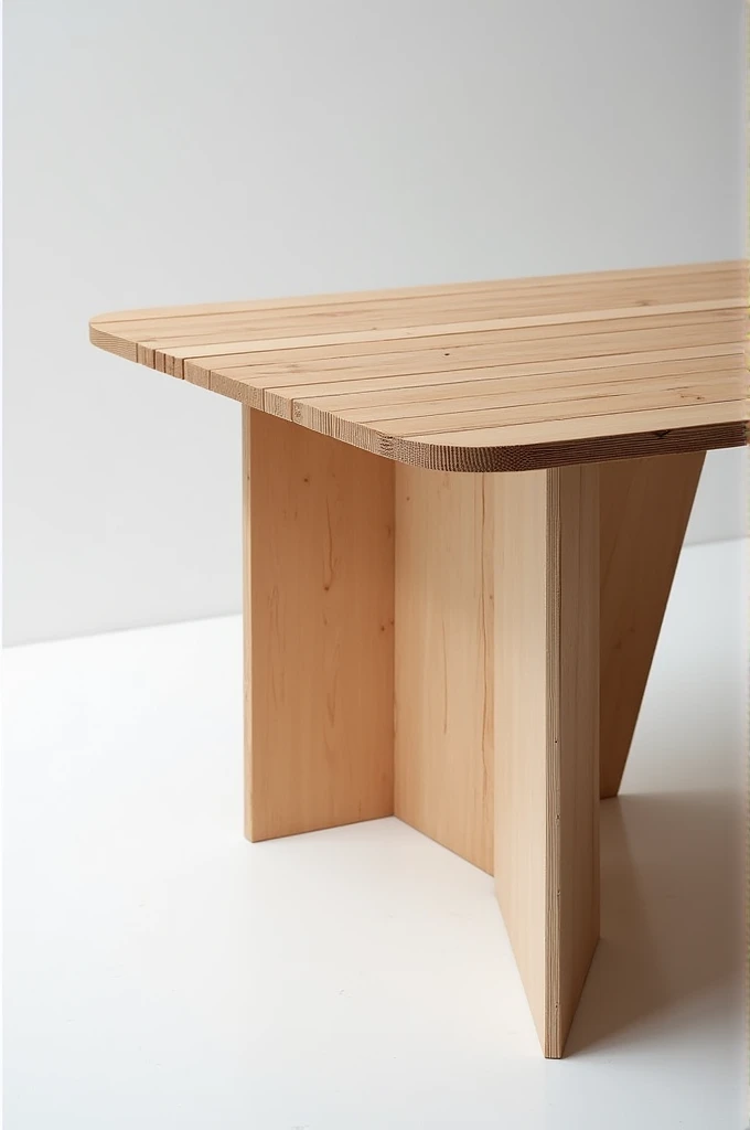 Plywood table base with wooden slats