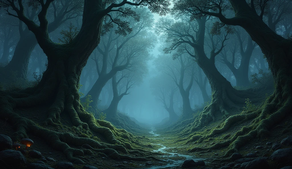 A dark forest background for an RPG game