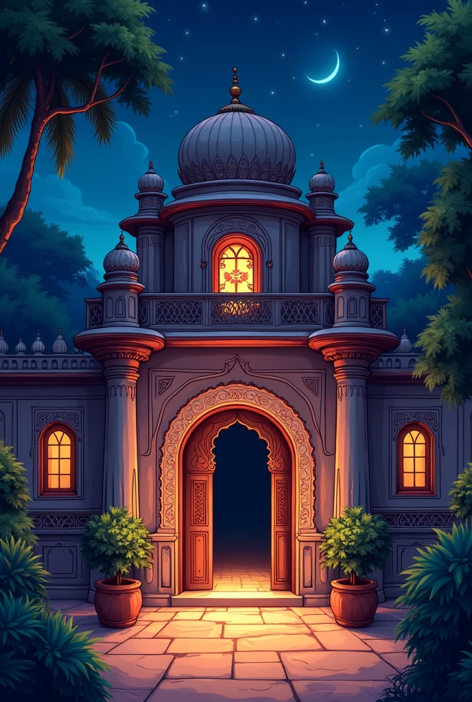Anderi raat m haveli ka darwaza cartoon type main 
