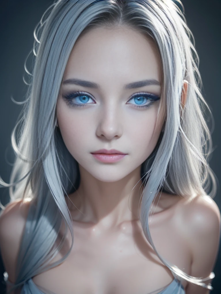 8k, (full body shot:1.2), 20-year-old swedish girl, raw, Beautiful woman, (straight gray hair), (intricate, sheer, transparent, translucent,(no clothes:1.2)), intricate, beautifull face, elegant, highly detailed, digital hyperrealistic photography, hyperrealistic photography filigree, shyness, most beautyfull face, (masterpiece, sidelighting, (finely detailed beautifull blue eyes: 1.2)),