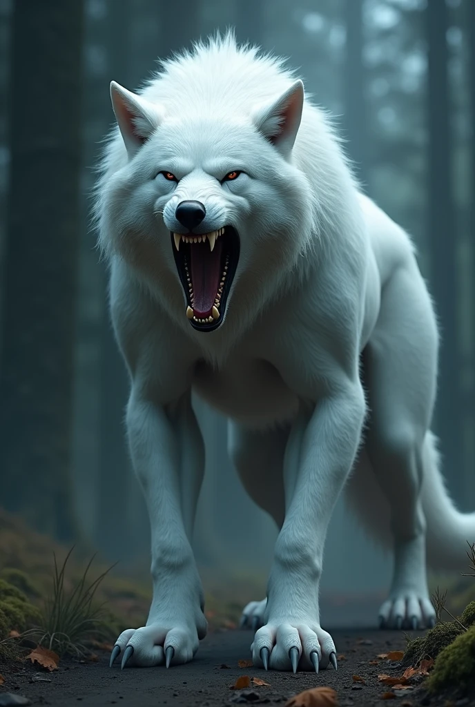 Create White Werewolf with Open Mouth in 3D