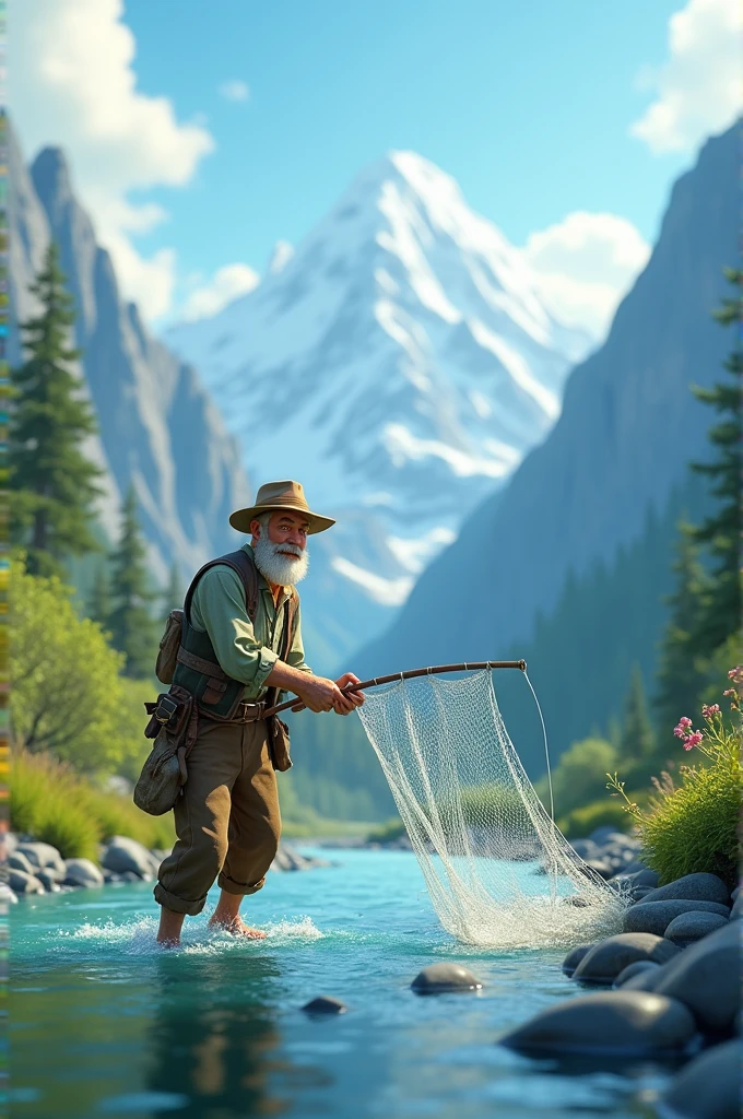 Prompts
Copy
Make a Disney Pixar-style poster, in 3D, a fishermen throwing his net in the river which is covered from both the sides from mountain