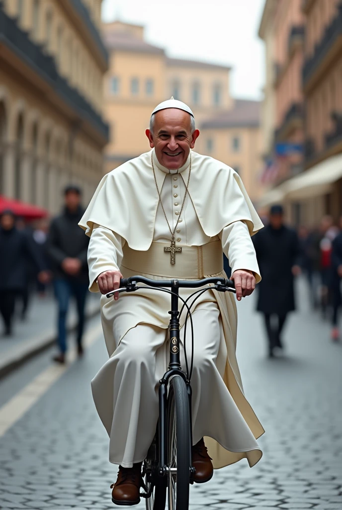 Pope Francis riding a bicycle 4k