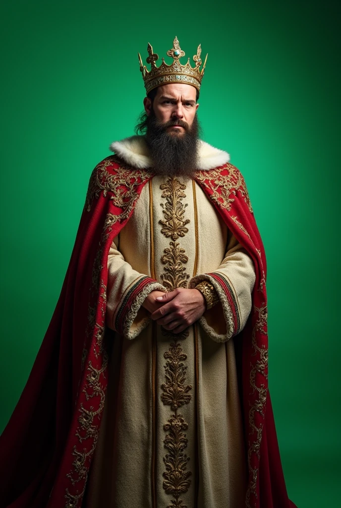 A King, top viewed , plain green screen background 