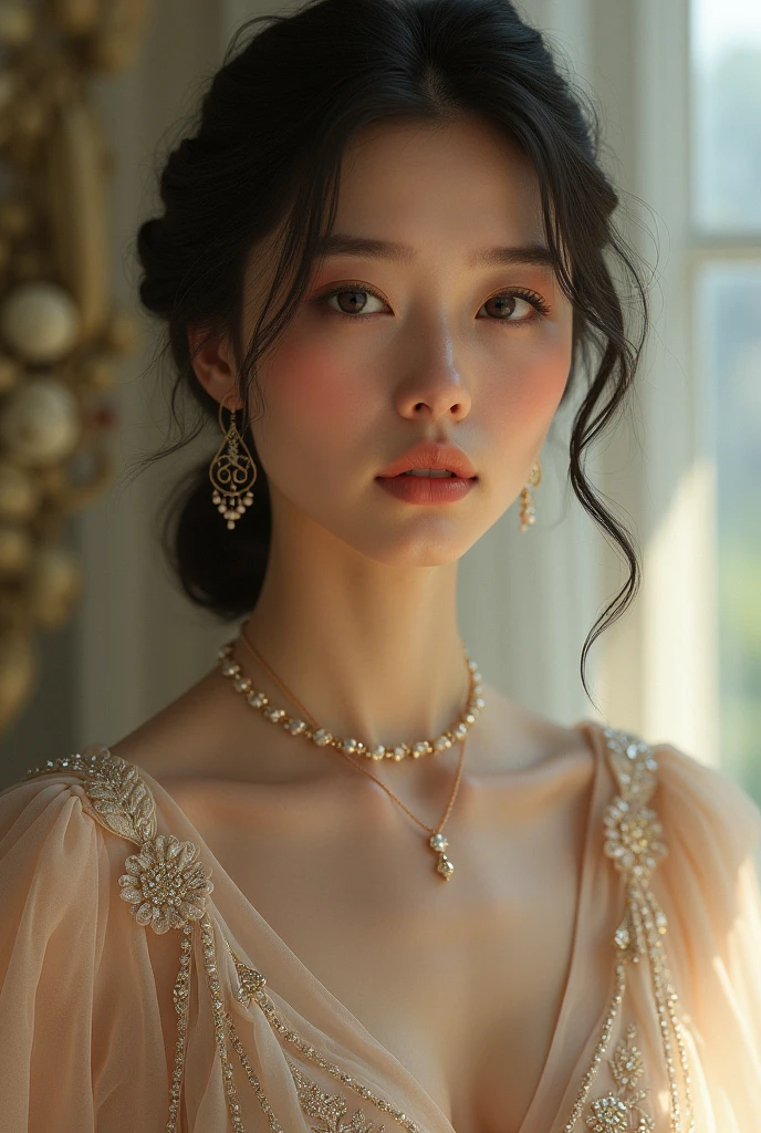 Woman in delicate clothing 18k