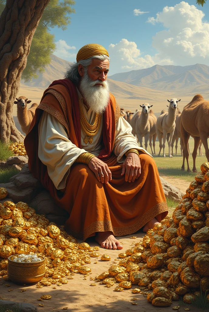 Draw me Abraham's servant Eliazer with his riches and many cattle. (camels, sheep, air, the payment, etc.) in ancient times, He was the one who managed his wealth., as administrator. Eliazer has to be sitting with all the riches
