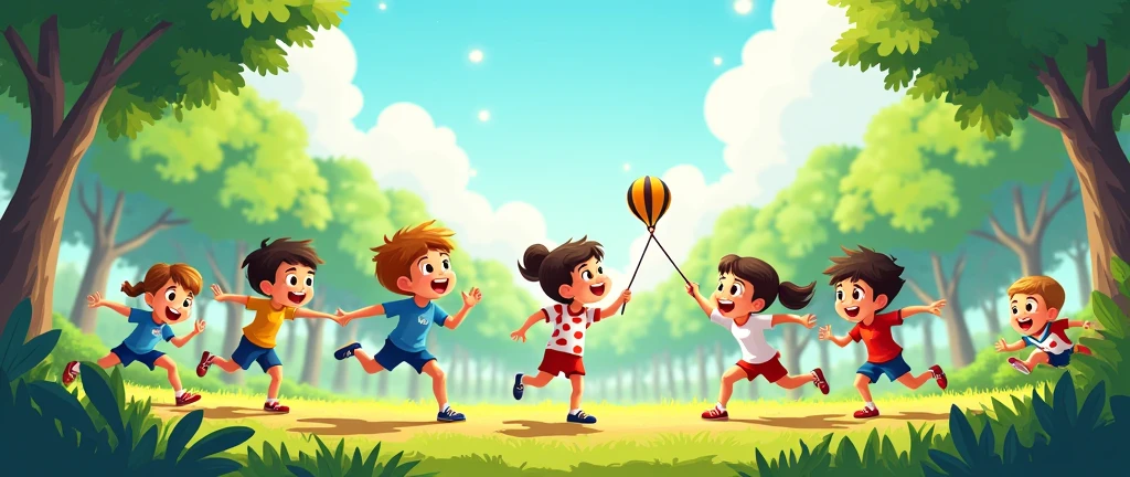 Olympic themed children, leaves the center of the image emptier