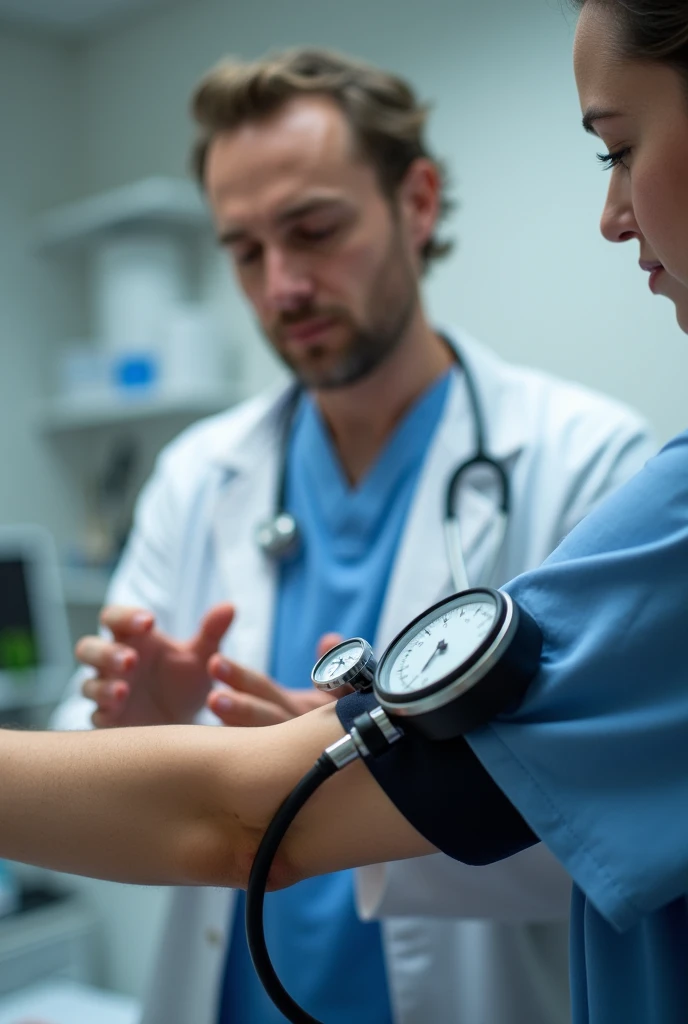 Sphygmonanometer obviously in use