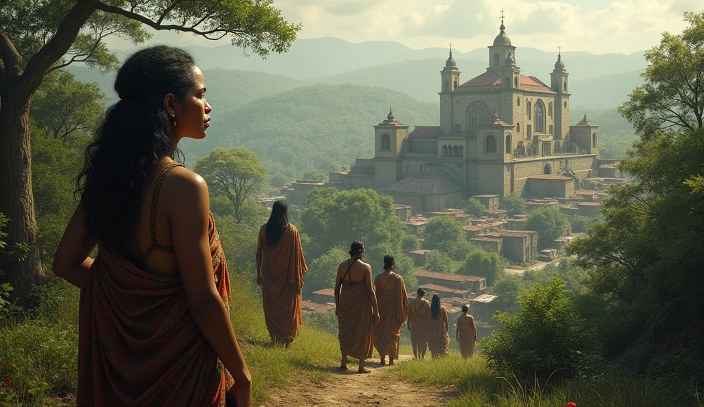 The Impact of Colonization. Leave the left side and top half of the image empty for text placement. realistic styling, high resolution.”