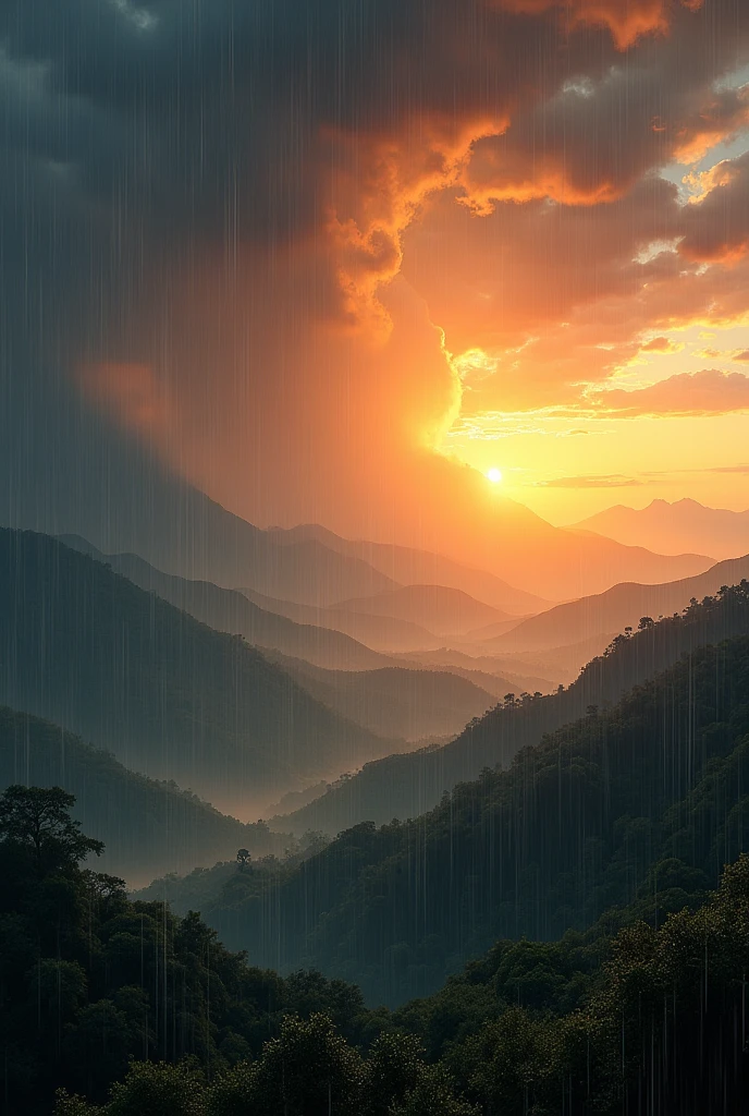 Landscape sunset clouds rain ultra hd