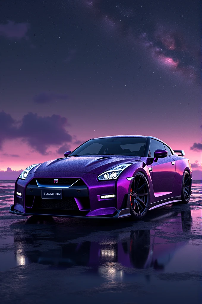 Nissan GTR in purple with starry sky