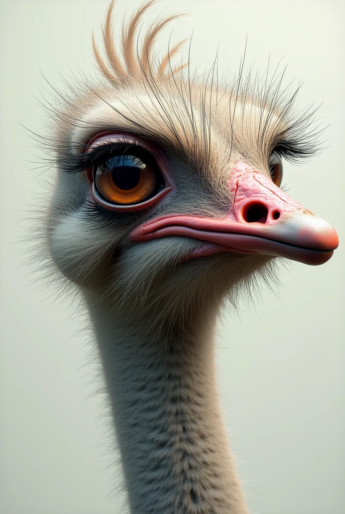 PLEASE CREATE AN IMAGE ACCORDING TO THIS TEXT:
An ostrich's eye is larger than its brain.