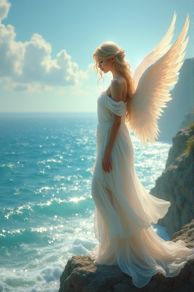 angel next to the sea