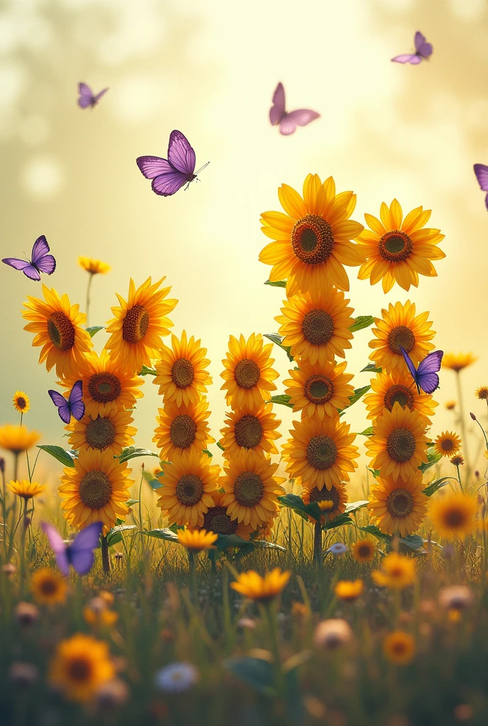 You can create an image of the word "YULI"  It is Spanish that has sunflowers in the letters and purple butterflies?, that looks very nice 