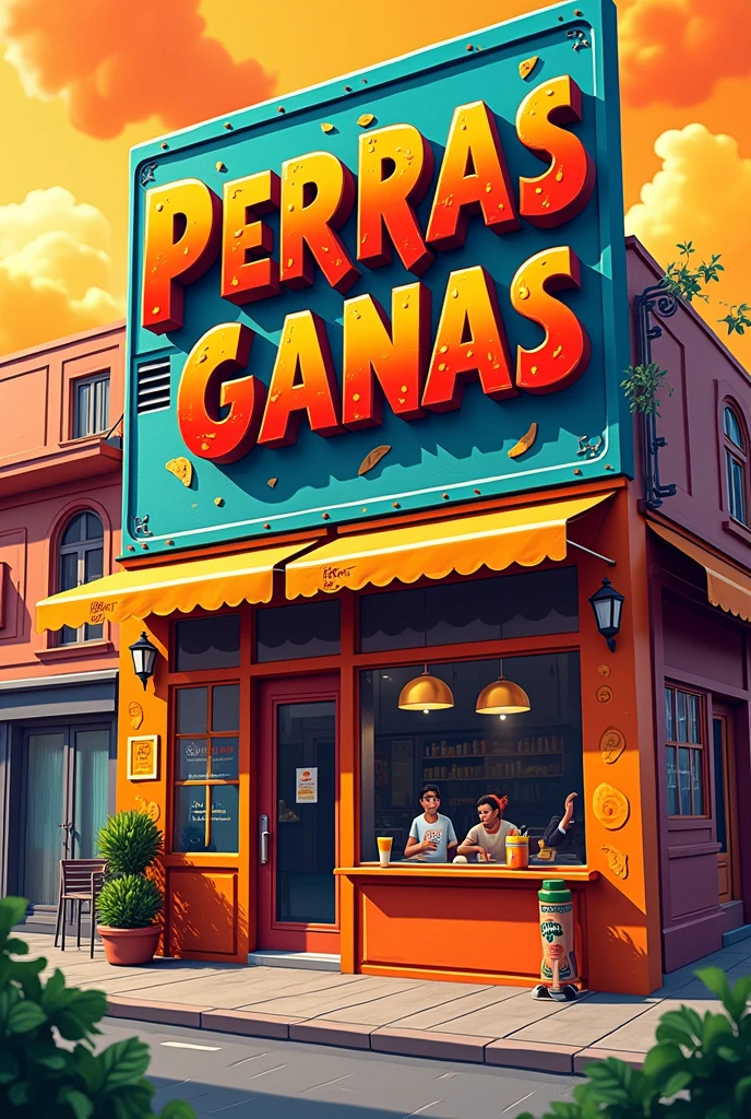 Slogan for fast food restaurant called perras ganas