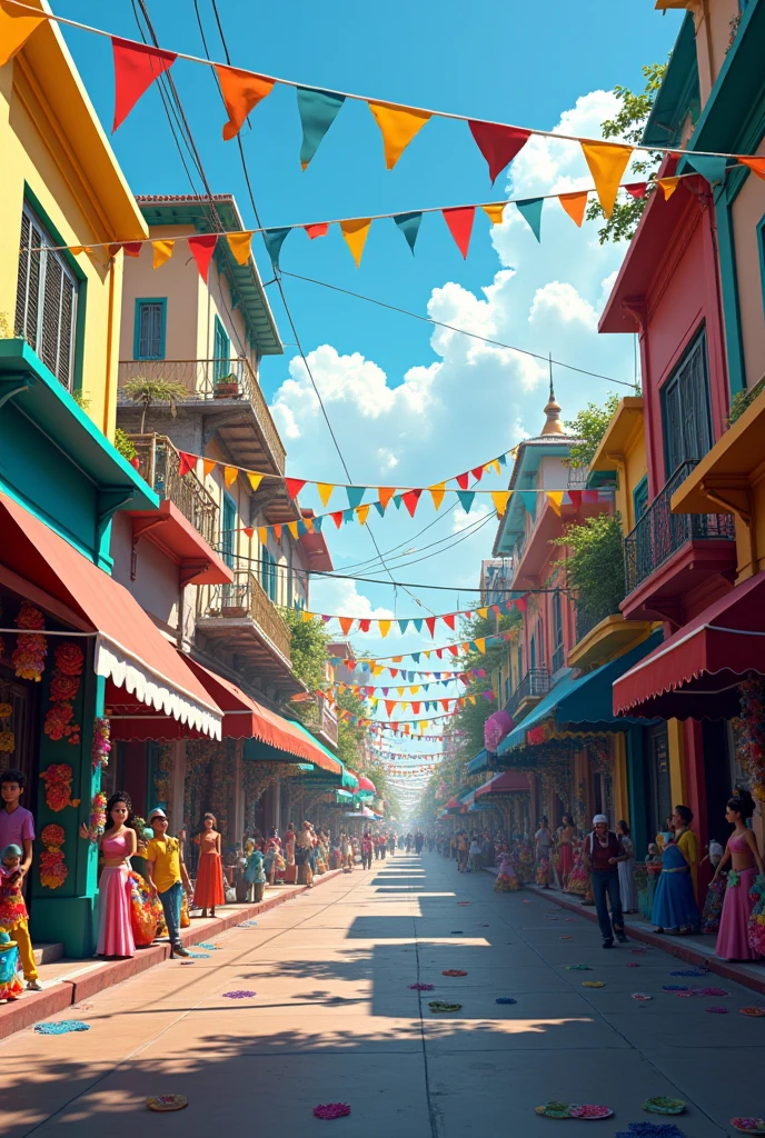 Barranquilla Carnival in a road area without people