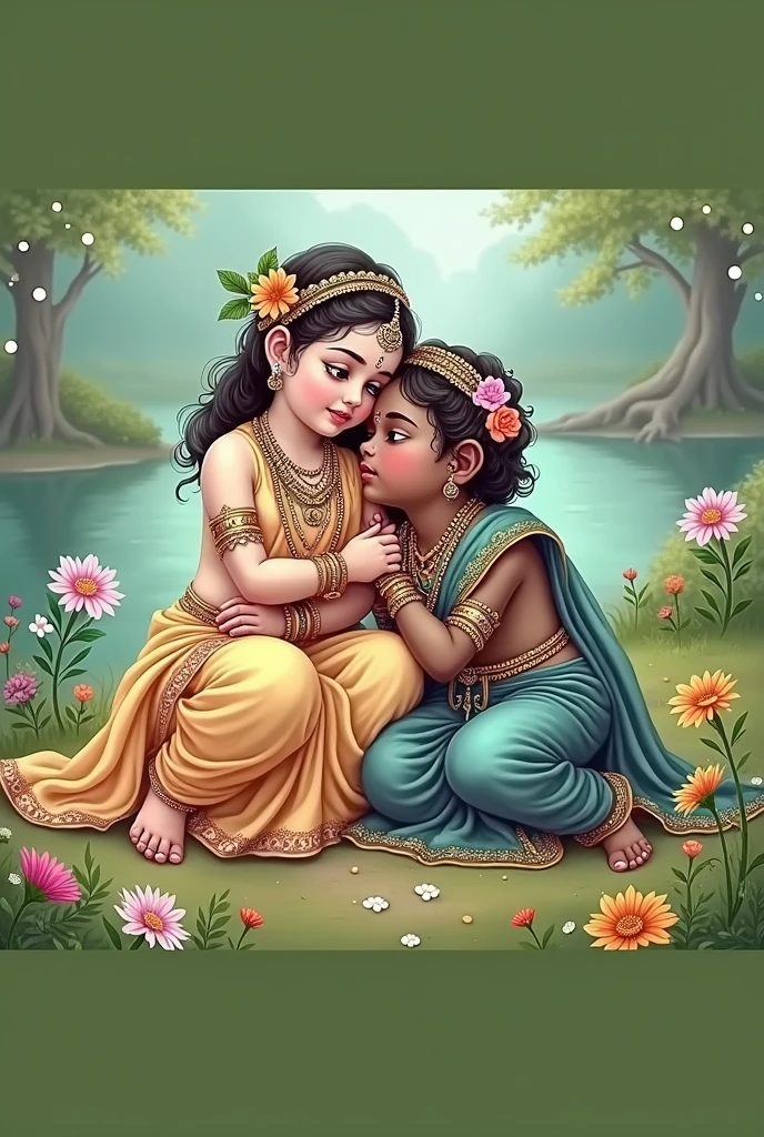 Goddess Radha and Lord Krishna as child