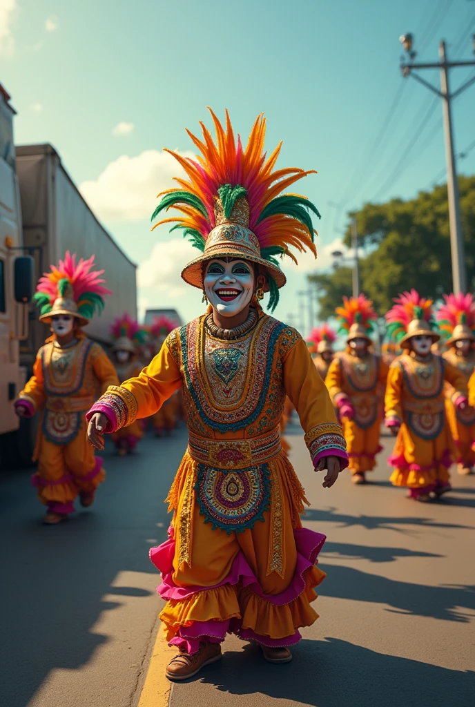 Barranquilla Carnival in a highway area without troupes