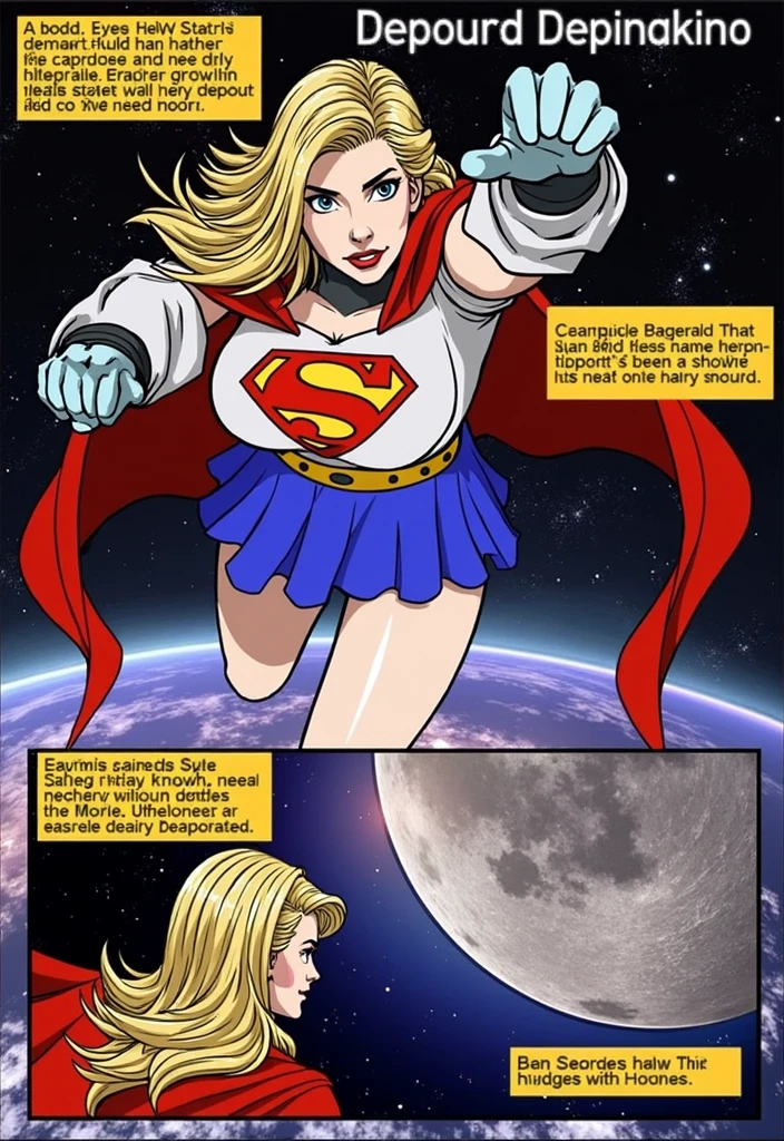 supergirl is flying in the universe, in another frame she is looking at the moon. Pay attention to the background scene, very detailed. (masterpiece, best quality, hires, high resolution: 1.2), (extremely detailed, realistic, intricate details, high resolution), 3d, cg, ((bbw)), glowing skin, blush, eyeliner, ((giant breasts, saggy breasts: 1.1)), (cinematic lighting, sunlight, volumetric), body made, ((perfect split lighting)), (((perfect eyes))). (((detailed eyes))), (god yes),,Altamente detalhado, 8K, fotorrealista, Intrincado, hiper-realista, iluminação claro-escuro, tons de cores quentes, obra de arte, arte de artgerm e greg rutkowski