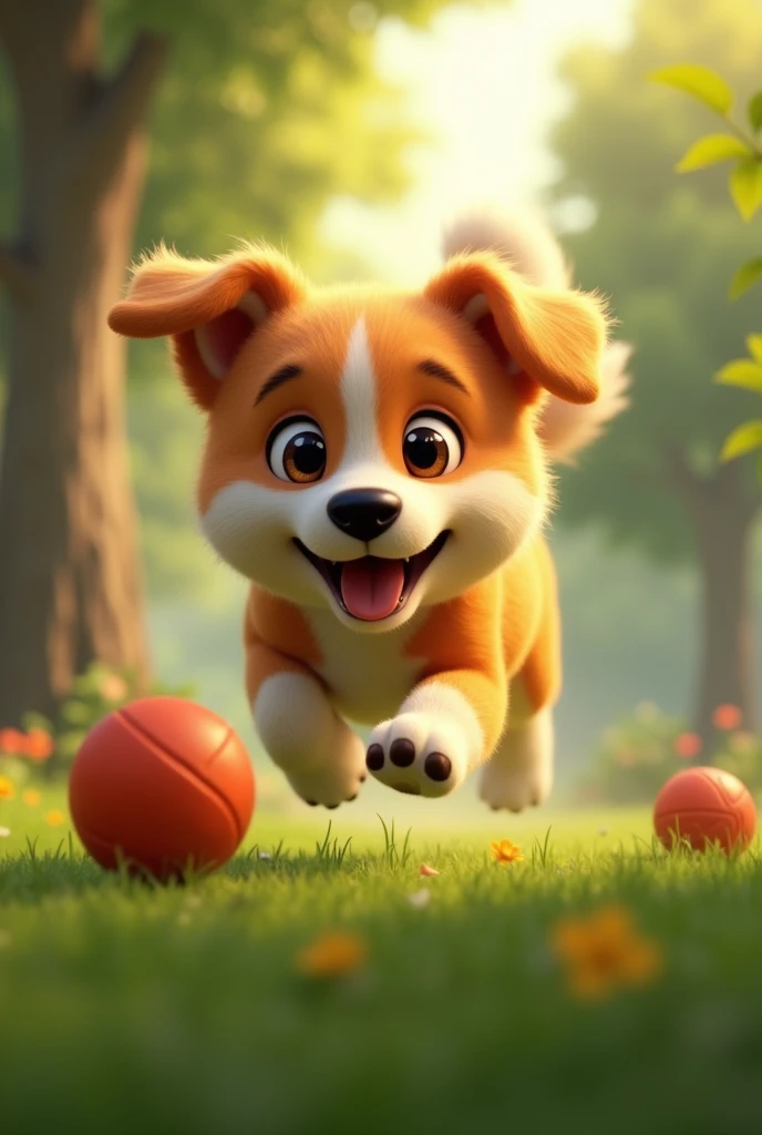 Dog play with ball