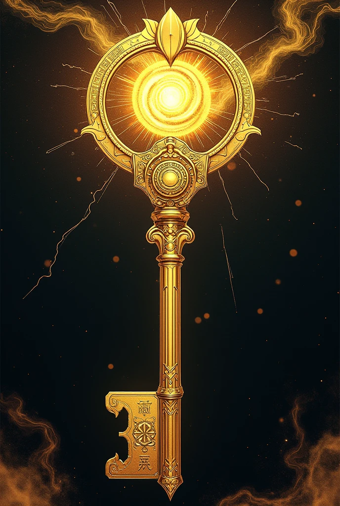 Design of a fine and elegant Key of the Primordial Matter Representation: A closed fist at the tip , The key must be gold plated, Design it manga style