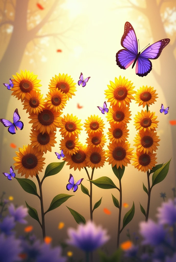 You can create an image of the word "YULI" It is Spanish that has sunflowers in the letters and purple butterflies?, that looks very nice