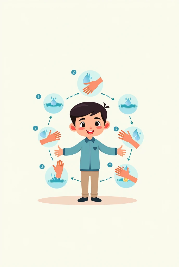 has a cartoon-type figure of proper hand washing according to the WHO 