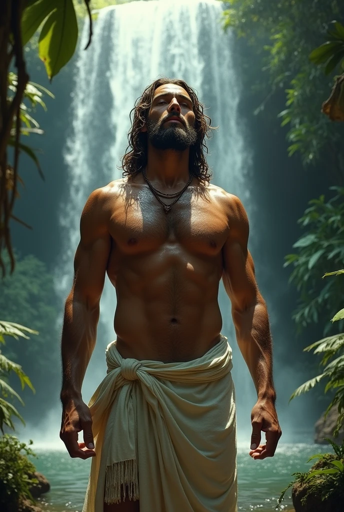 jesus christ hot shirtless physique defined by hot shirtless waterfall cave  