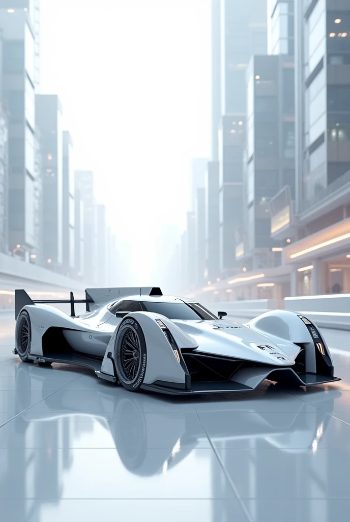 (top-quality、Realisticity)、masutepiece、8k picture、Bolides、racing car、The car of the future、((The racing car of the future))、Full Cowl Cyber Formula、(Futuristic cities)、Ultra-streamlined、6-wheel tires、pure white all over、19 inch wheels、Left and right jet engines、(Long body) 、(Wide Body)、F1、Pointed design、flat image、Large rear wing、ciber