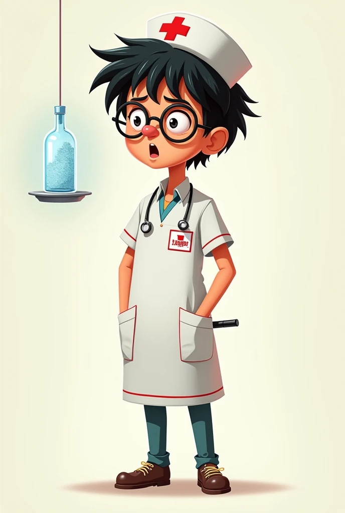 A 2D animated drawing of Harry Potter dressed as a nurse