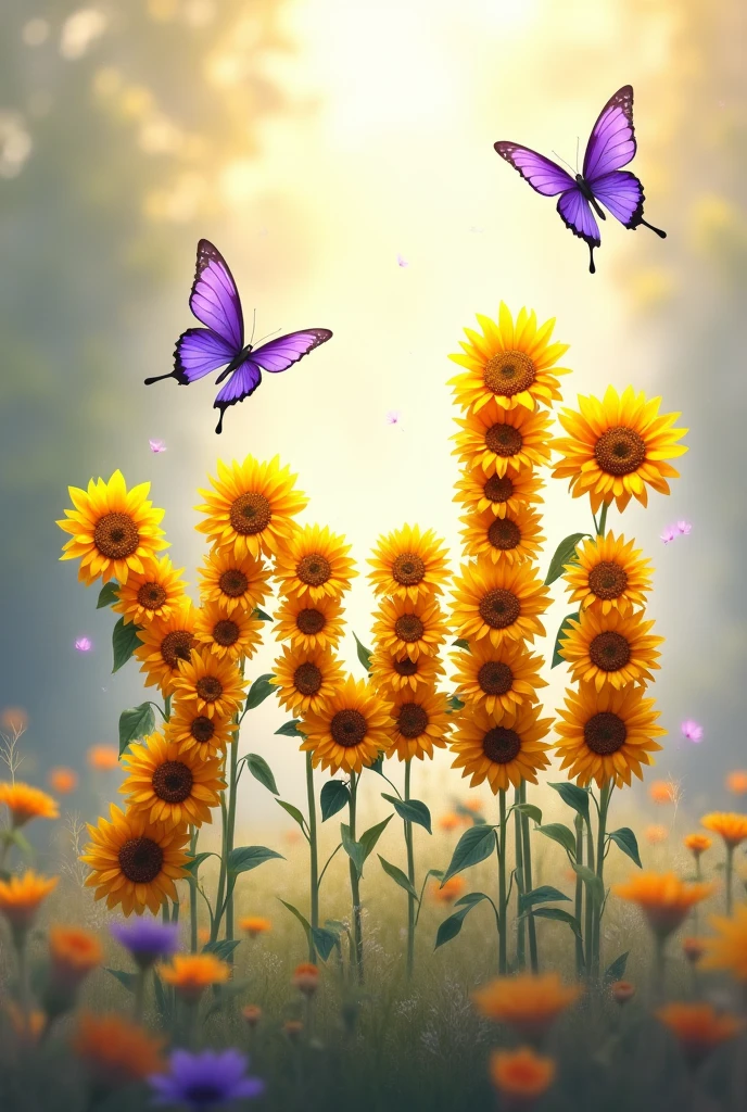 You can create an image of the word "YULI"  It is Spanish that has sunflowers in the letters and purple butterflies?, that looks very nice 
