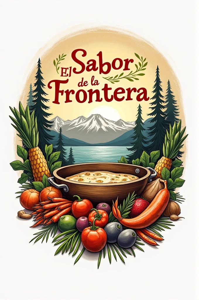 A logo in Spanish called "The taste of the border", with a theme from southern Chile
