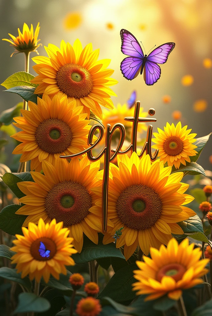 You can create an image of the word "Septiembre" It is Spanish that has sunflowers in the letters and purple butterflies?, that looks very nice