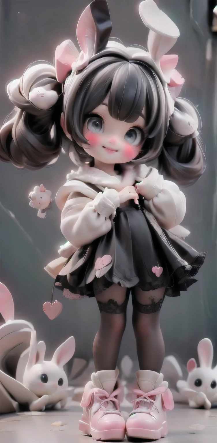 a cute bunny girl smiling, nylons, pumps