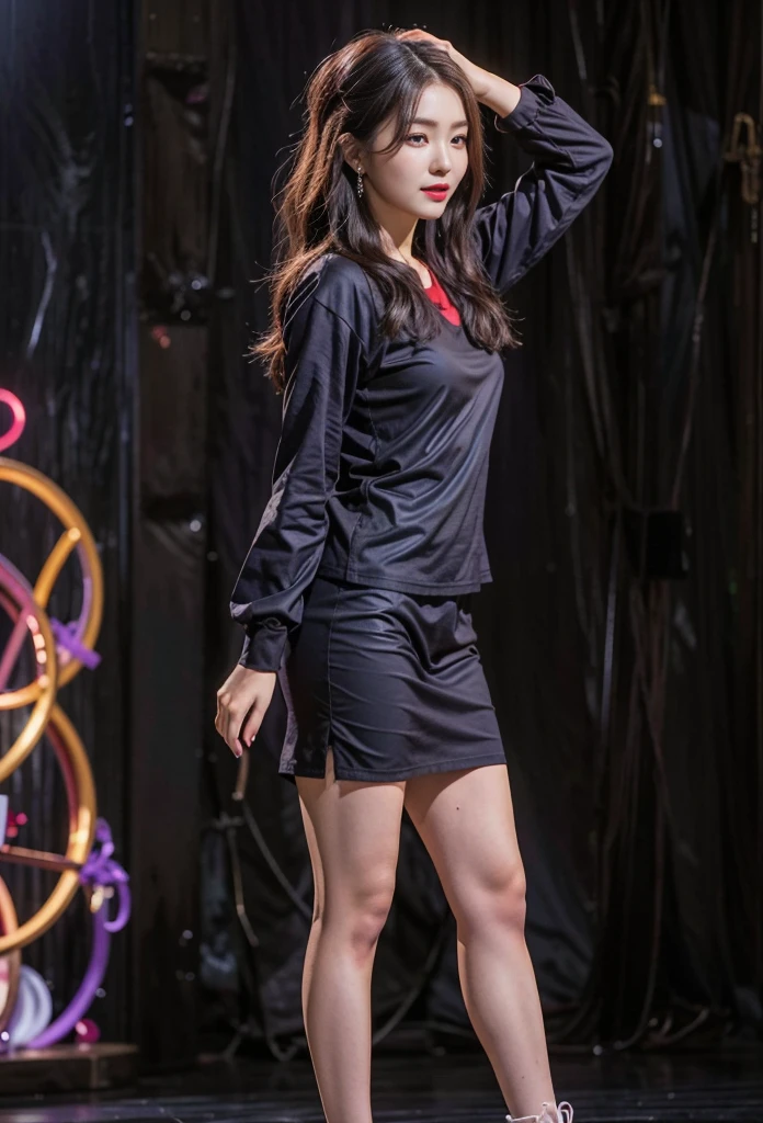 Irene, (best quality, Ultra-detailed), (realistic:1.37), beautiful and detailed face, ultra-realistic texture, delicate face, delicate body, red lipstick, long-lasting colors. high definition, 8K. expression with a cute smile