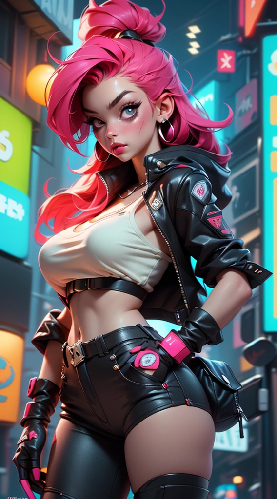 ((Best Quality, best resolution, award-winning portrait, official art)), ((perfect Masterpiece)), ((Realistic)) and ultra-detailed photography of a 1nerdy cyberpunk girl with goth and post apocalyptic colors. She has ((long red hair)), wears a (Harajuku-inspired cyberpunk tech-wear top) and a (Harajuku-inspired cyberpunk tech-wear bottom:1.2) , ((the most beautiful and sexy aesthetic)), sexy, super huge enormously gigantic tits, cleavage showing, hot, sexy, seductive, slutty