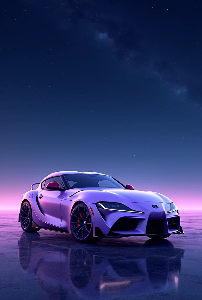 Toyota Supra in light purple with starry sky 