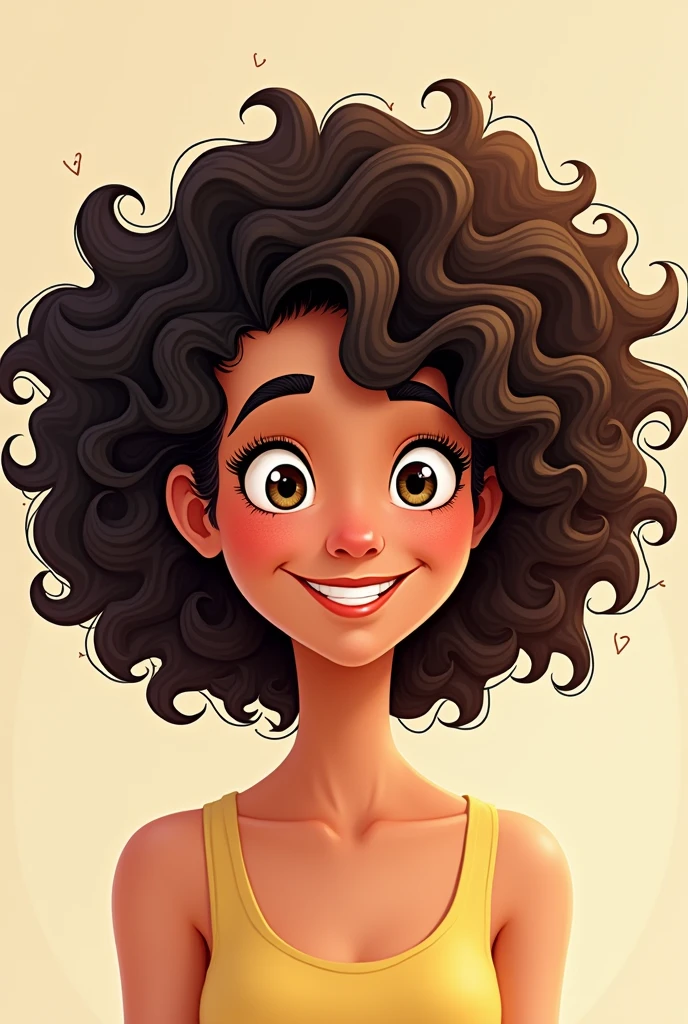 Curly woman animated without background