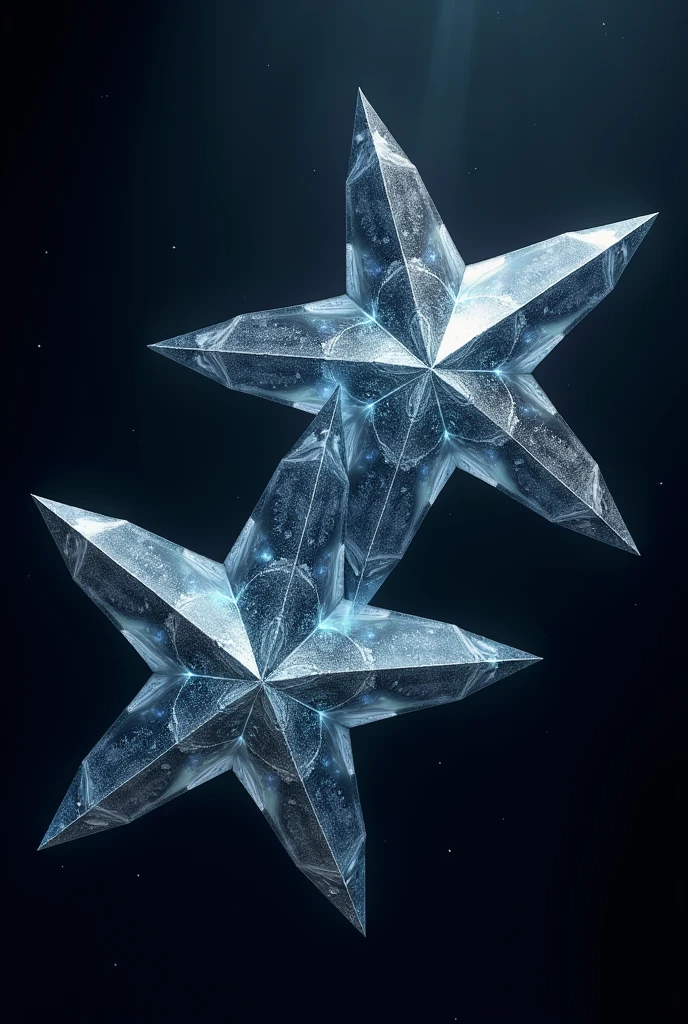 Stars in the form of crystals in a black background