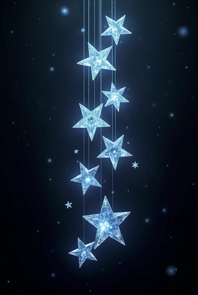 20 stars in the form of crystals in a black background