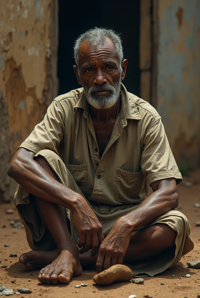 Homme africain fatigué assis