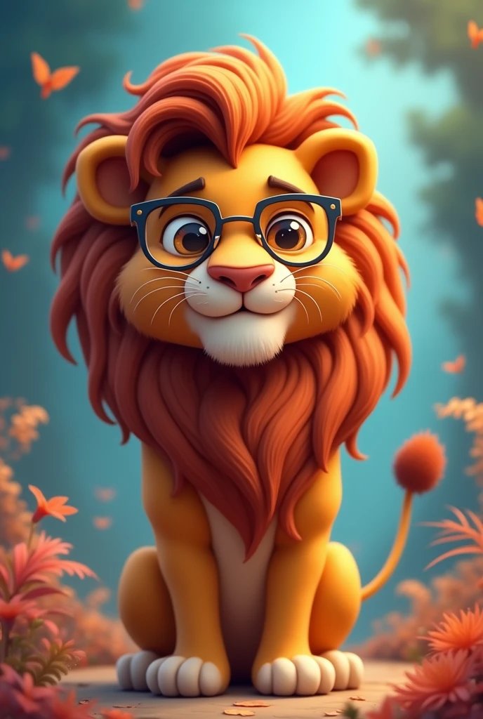 Smooth Quality, Ultra 8k HD, Male lion cartoon with classes