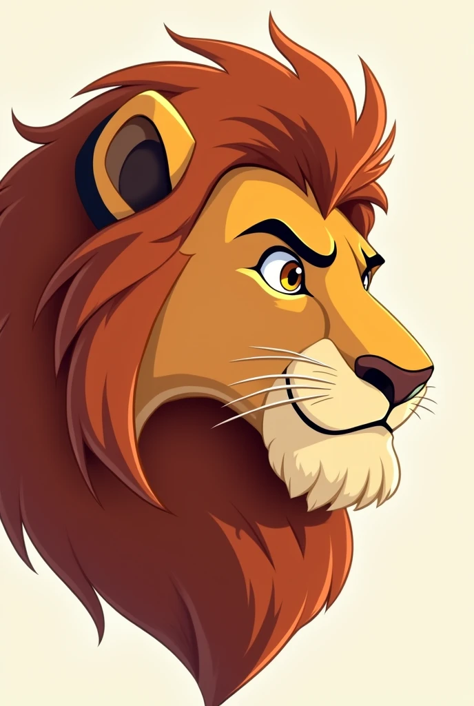 Smooth Quality, Ultra 8k HD, Male lion cartoon, Face only, face looking on side 