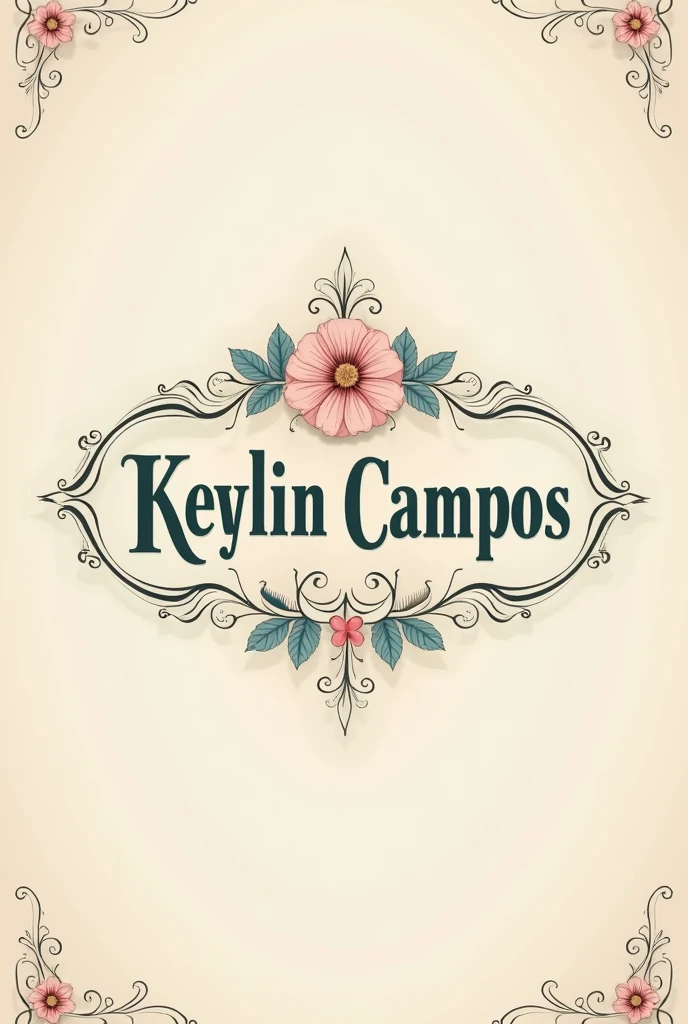 Help me create an image that contains my name Keylin Campos, It would be a logo for my business, I want it to have elements with pastel colors and be very vintage.