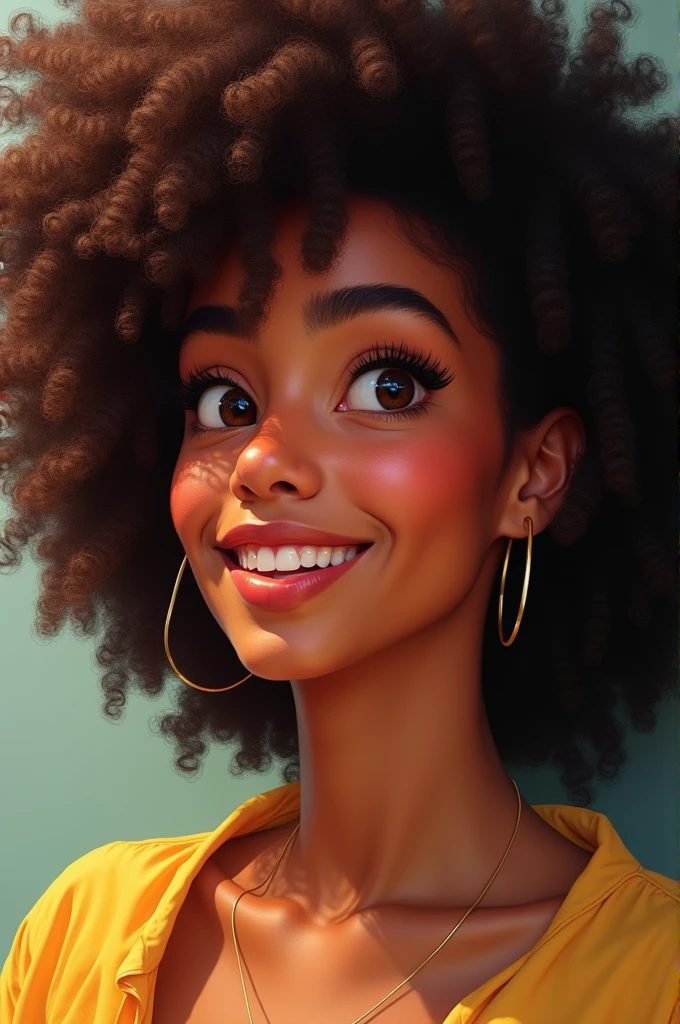 Lively Afro brunette
