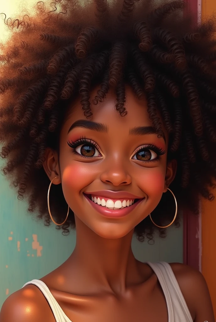 Lively Afro brunette