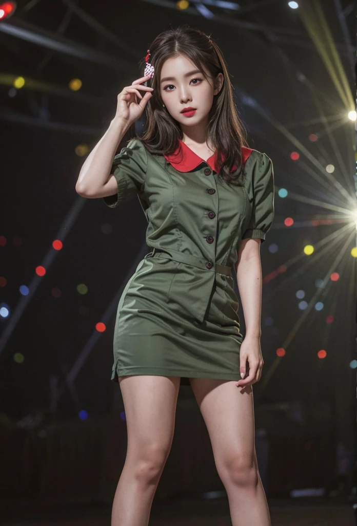 Irene, (best quality, Ultra-detailed), (realistic:1.37), beautiful and detailed face, ultra-realistic texture, delicate face, delicate body, red lipstick, long-lasting colors. high definition, 8K.